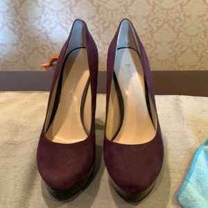 Purple Suede Platform Pumps